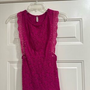 Free People Magenta Racerback Lace Tank